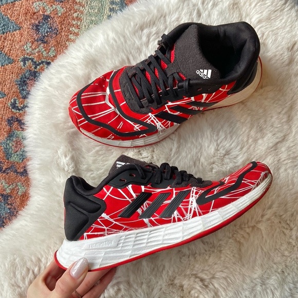 adidas Other - Adidas Spider-Man sneaker youth duramo 10 running shoe boys size 4.5 red black